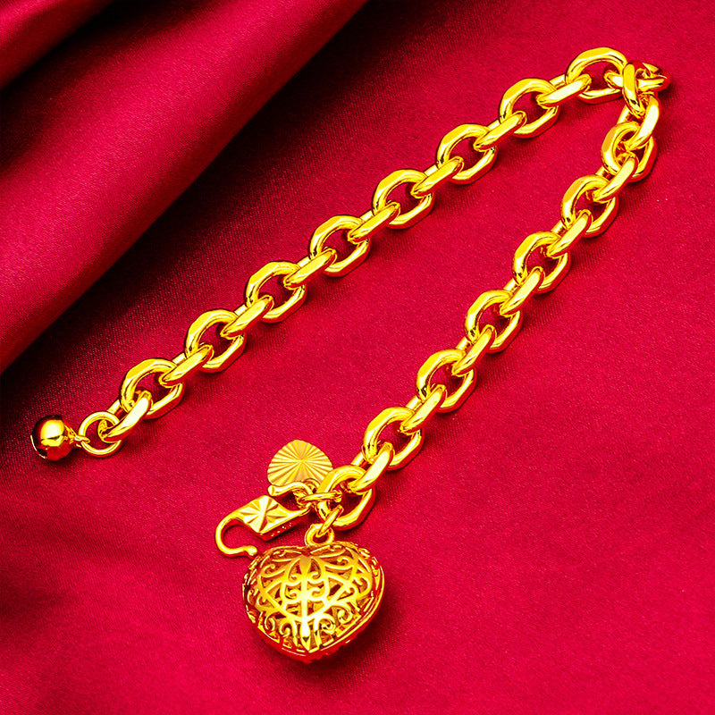 Vietnam Placer Gold Women's Heart Bracelet