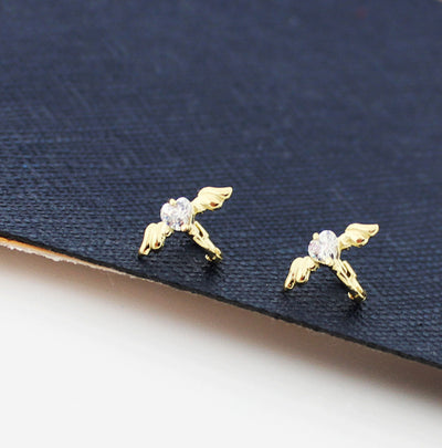 Gold Ear Buckle Angel Wings  Pure Gold Ear Bone Buckle Ear Ring Female