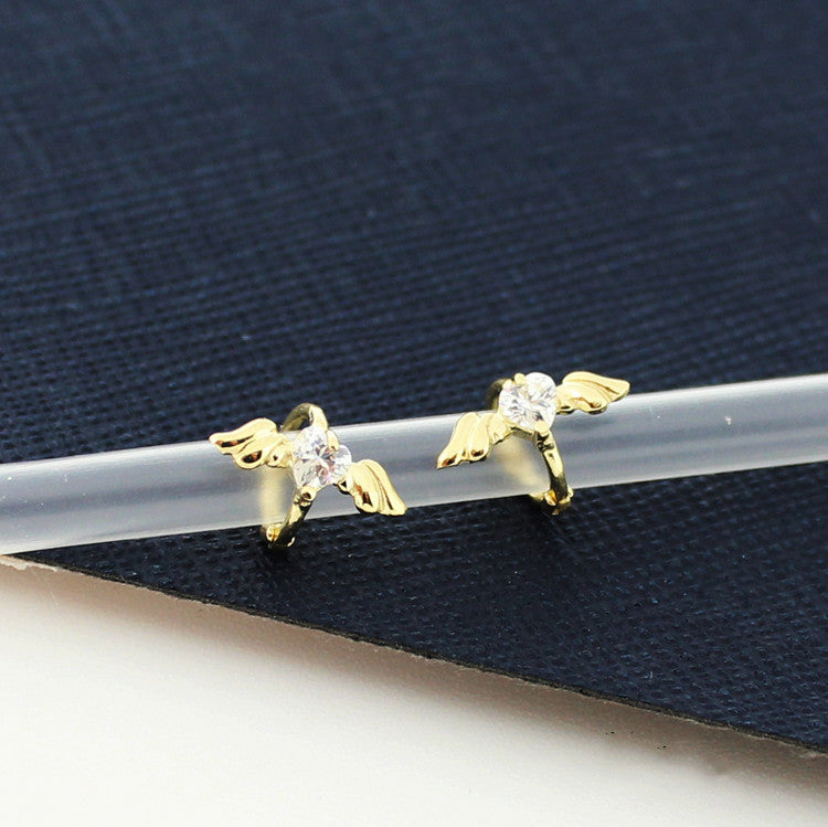 Gold Ear Buckle Angel Wings  Pure Gold Ear Bone Buckle Ear Ring Female