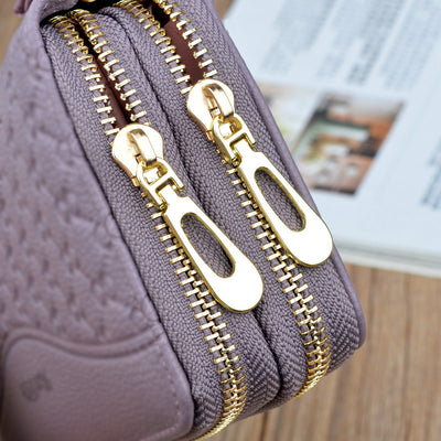 Double Zipper Clutch Purse Ladies Double-Layer Clutch