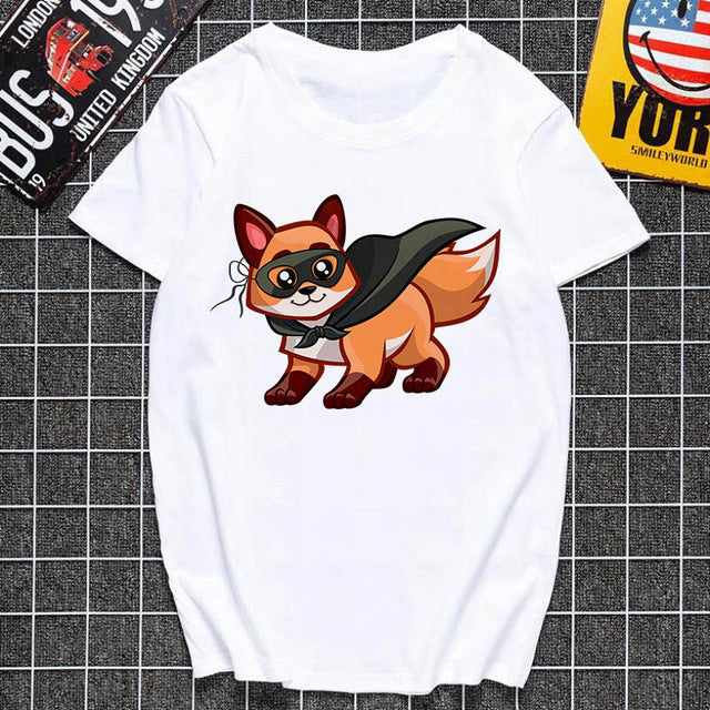 Cute fox printed T shirt Women Harajuku Tshirt Thin section