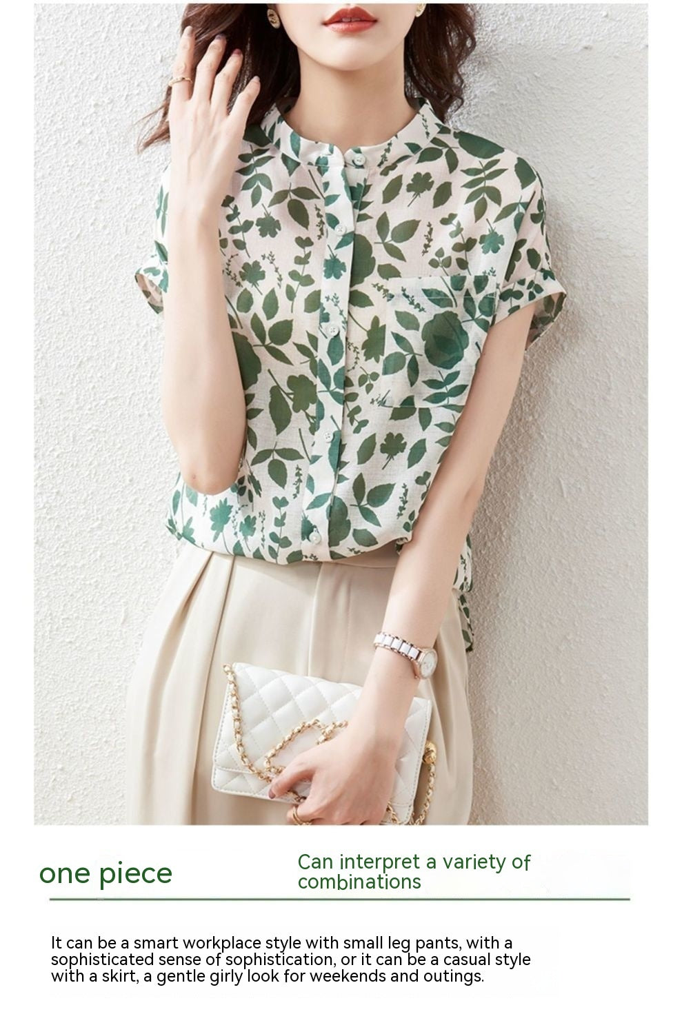 Chiffon Shirt Women's Short-sleeved Floral Top Fashionable Stylish French Printed Shirt Thin