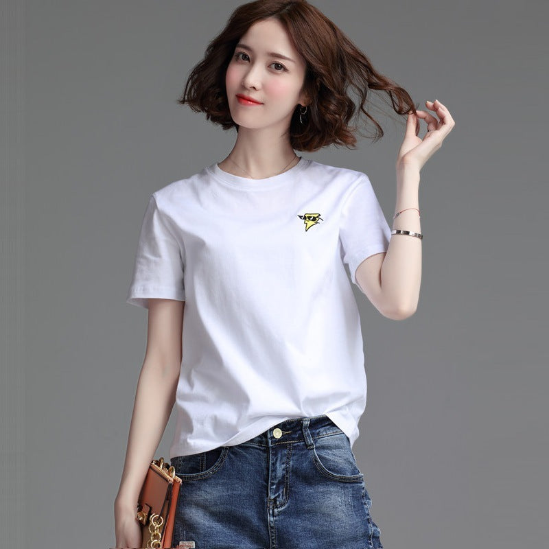 Women's Stylish Loose Round Neck Short Sleeve T-shirt Top