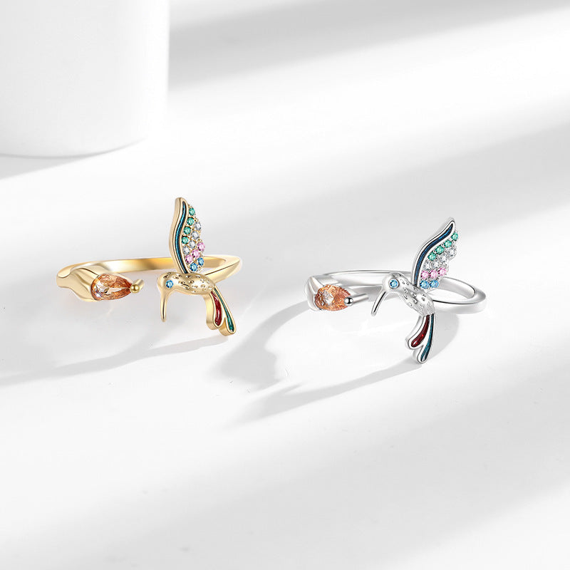 Adjustable Hummingbird Ring Female Fashion Simple