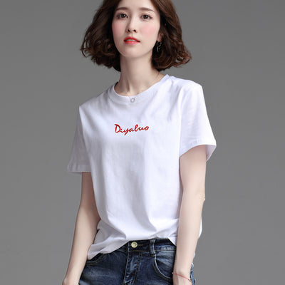 Women's Stylish Loose Round Neck Short Sleeve T-shirt Top