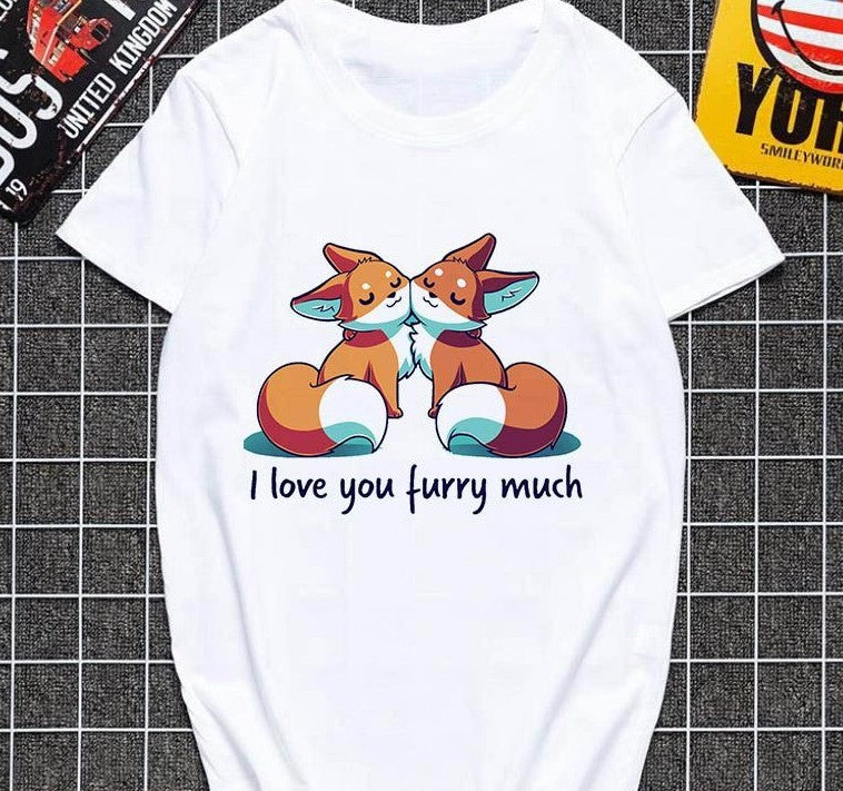 Cute fox printed T shirt Women Harajuku Tshirt Thin section