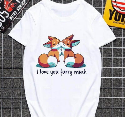 Cute fox printed T shirt Women Harajuku Tshirt Thin section