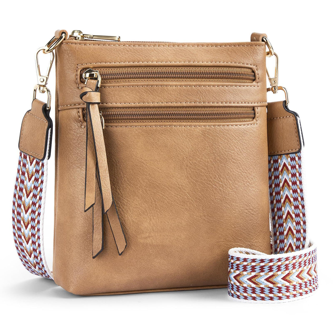 Multi-zipper Pocket Vertical Women's Shoulder Bag