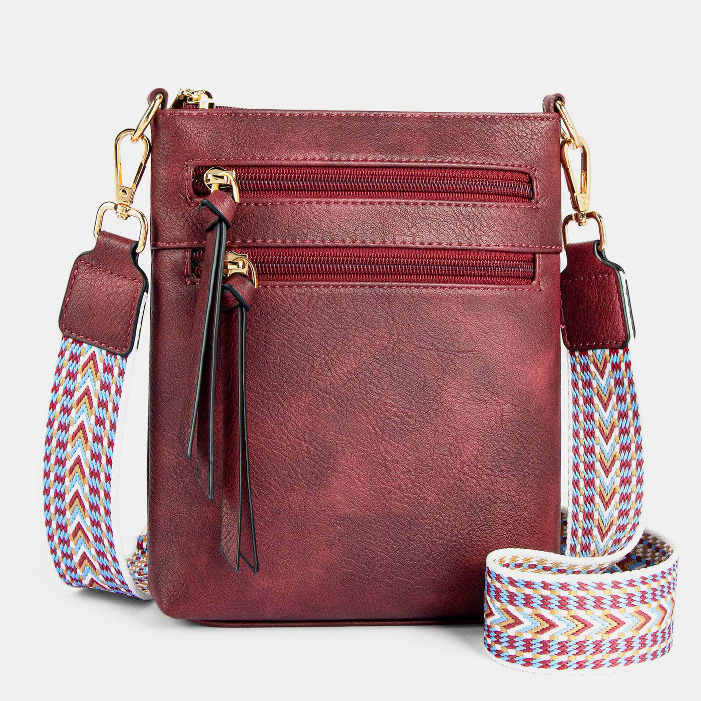 Multi-zipper Pocket Vertical Women's Shoulder Bag