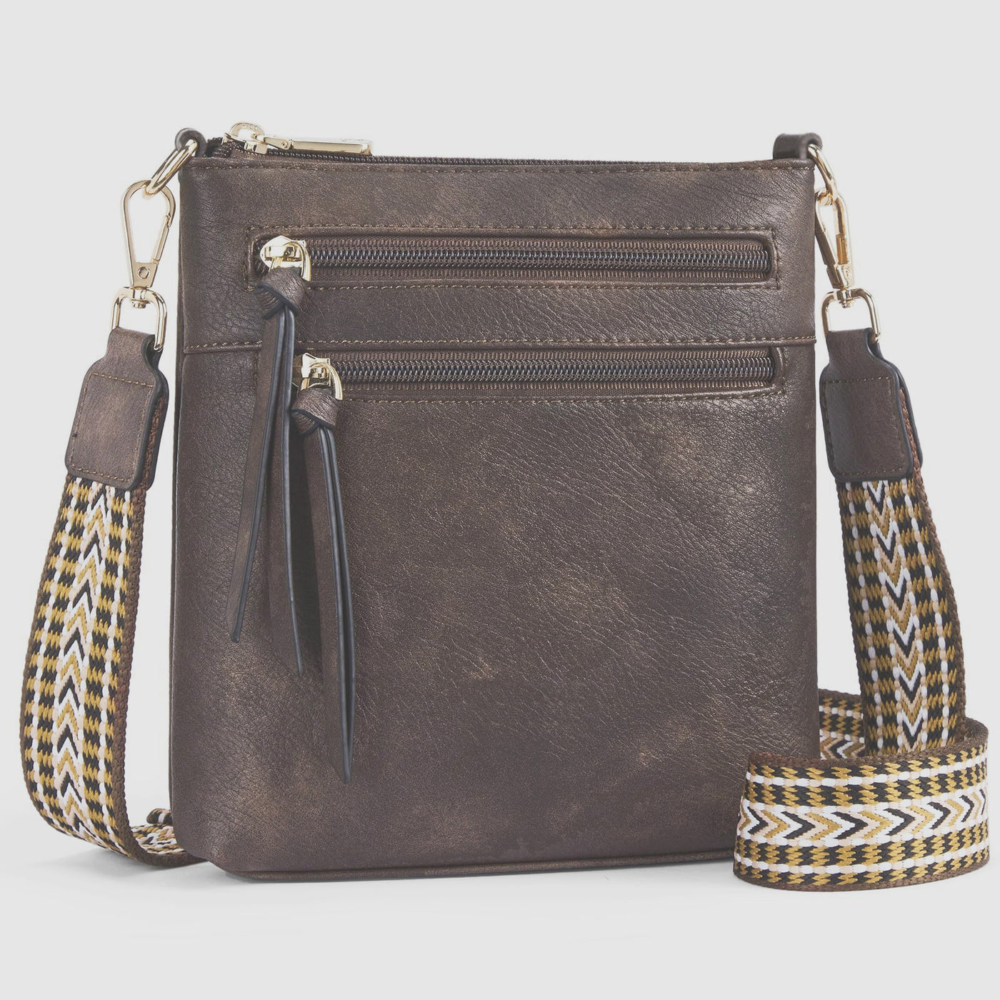 Multi-zipper Pocket Vertical Women's Shoulder Bag