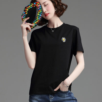 Women's Stylish Loose Round Neck Short Sleeve T-shirt Top
