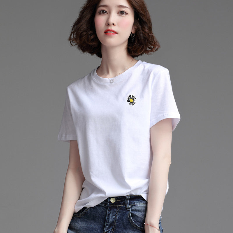 Women's Stylish Loose Round Neck Short Sleeve T-shirt Top