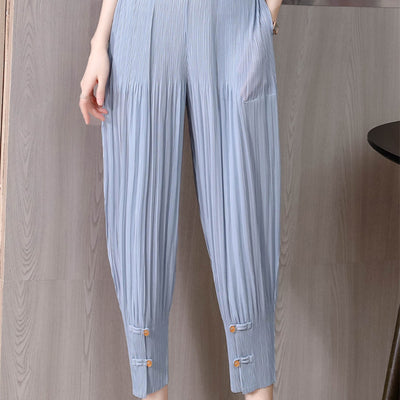 Sagging Small Feet Lantern Pleated Trousers For Women